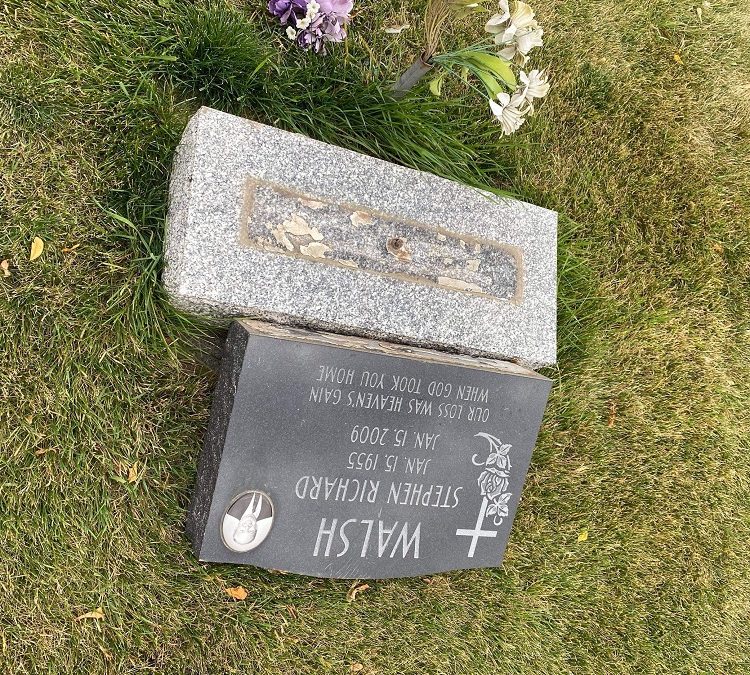 Sacred Heart Catholic Cemetery Headstones Knocked Over in Gibbons, Alberta