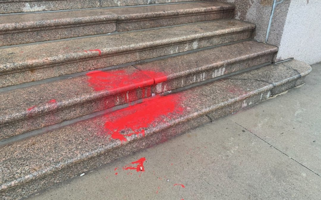Basilica Cathedral Hit with Graffiti on Canada Day in St. John’s, Newfoundland
