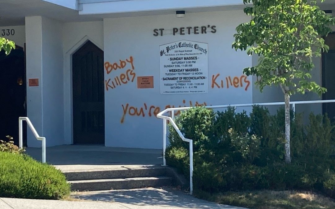 St. Peter’s Roman Catholic Church Hit with Graffiti in New Westminster, British Columbia